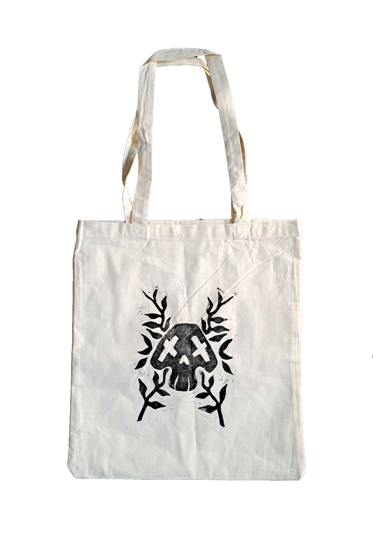 Skull and Vine neutral tote bag