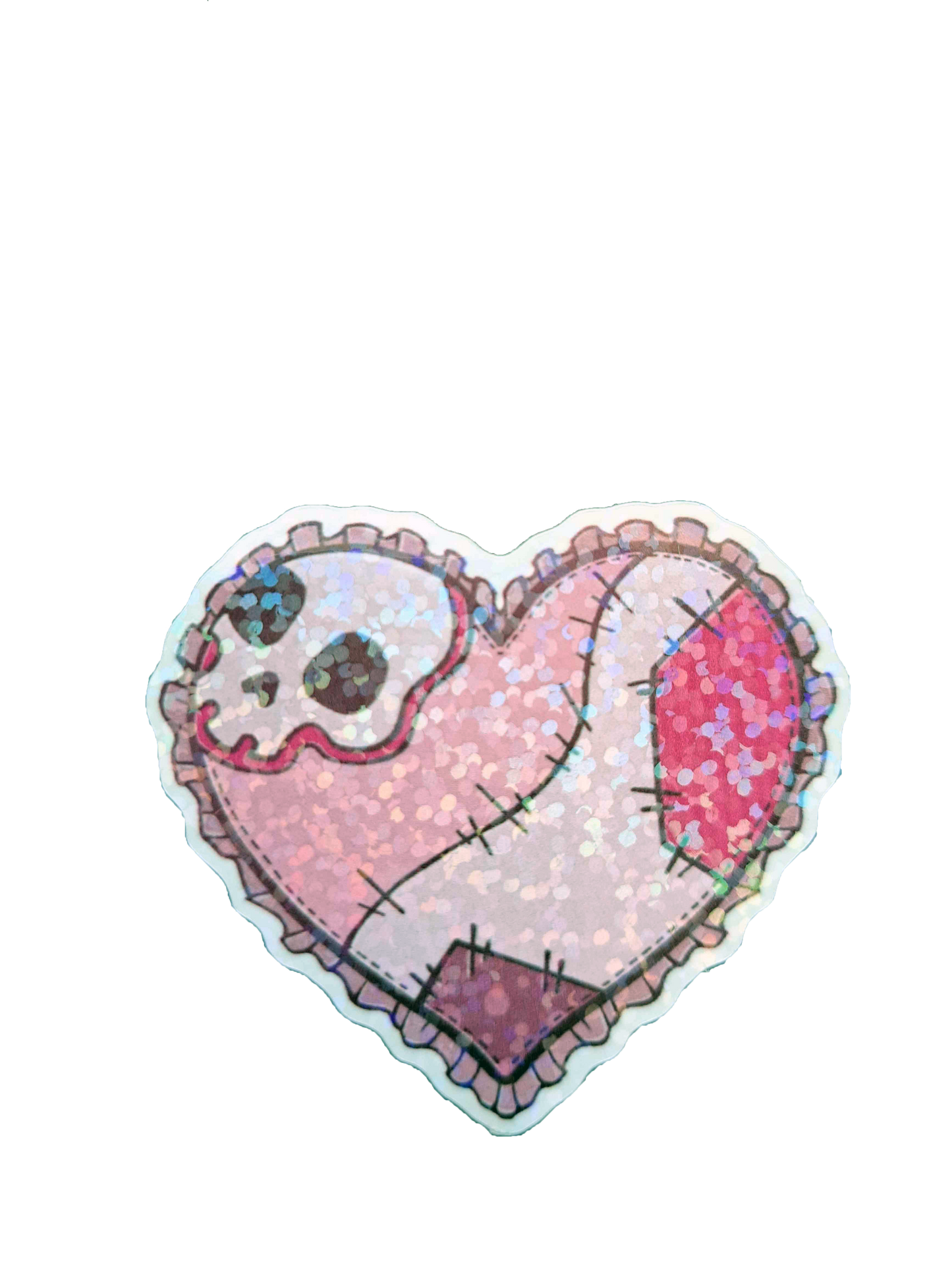 Stitched Up Heart Vinyl Holographic Sticker